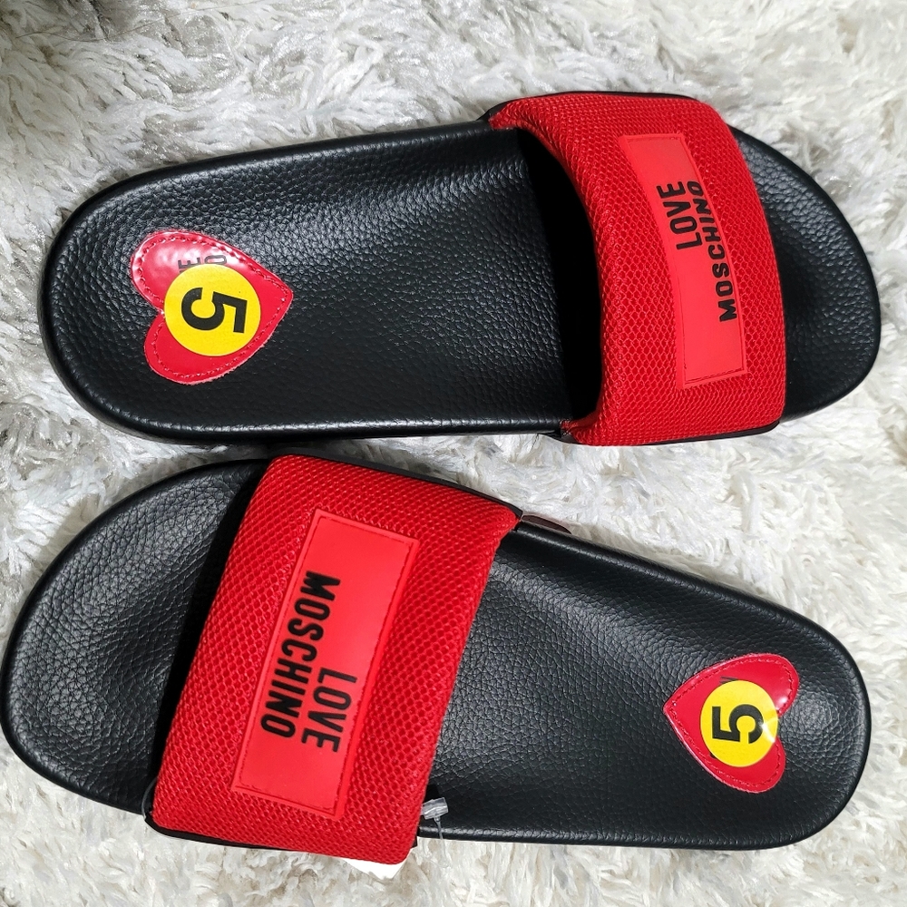 NEW Love Moschino Women's Mesh Detail Slider Size 5